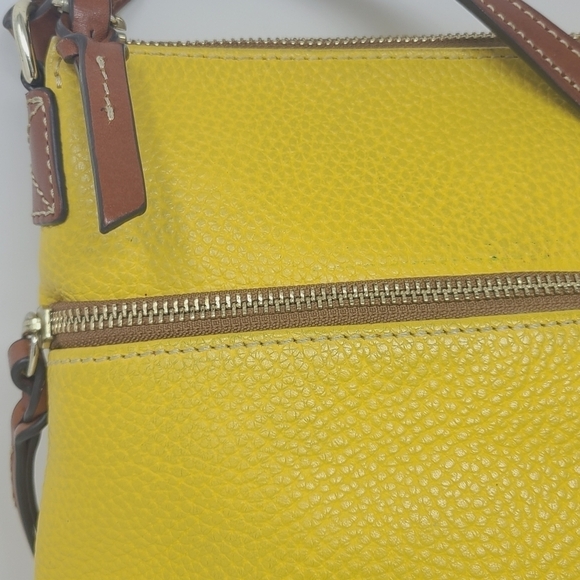 Dooney & Burke | Mustard Yellow Pebble Grain Small Zipper Crossbody Bag - Picture 3 of 15
